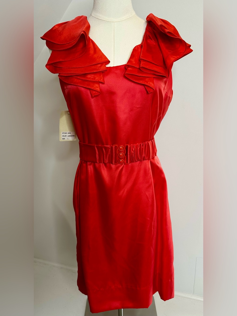 NWT Yoana Baraschi Silk Ruffle Cocktail Dress L